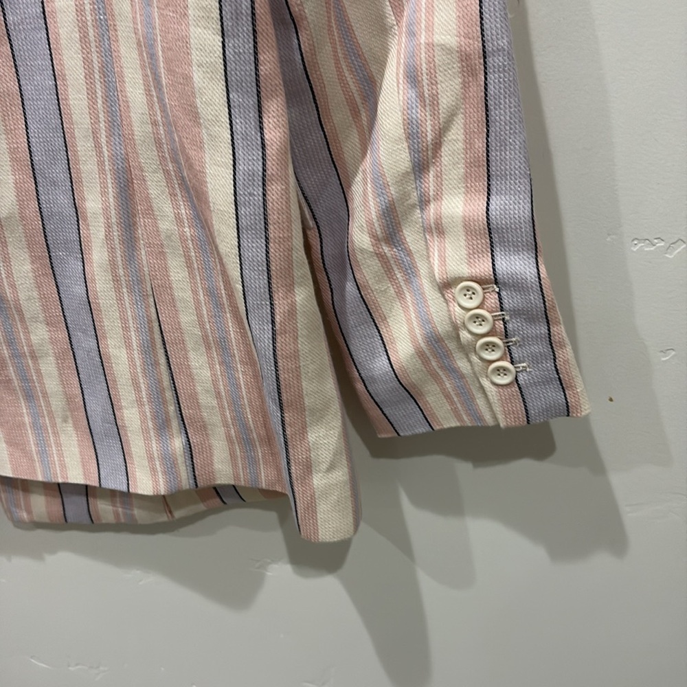 Rebecca Minkoff | Grace Pastel Stripe Linen Blend Blazer 4 - Picture 5 of 6